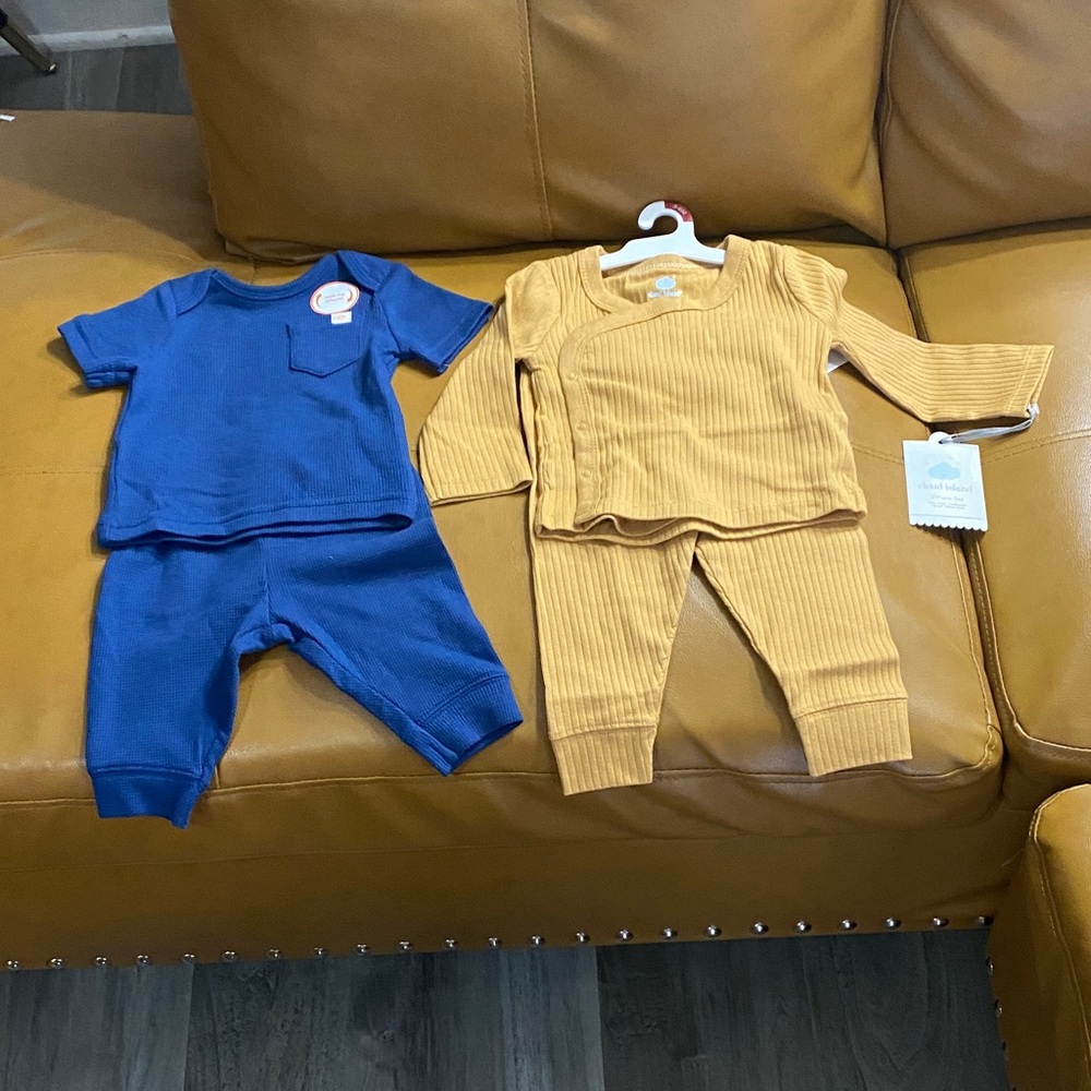 Cozy Kids Pajama Set in Blue Carters 3M and Yellow Cloud island 3-6 M NWT